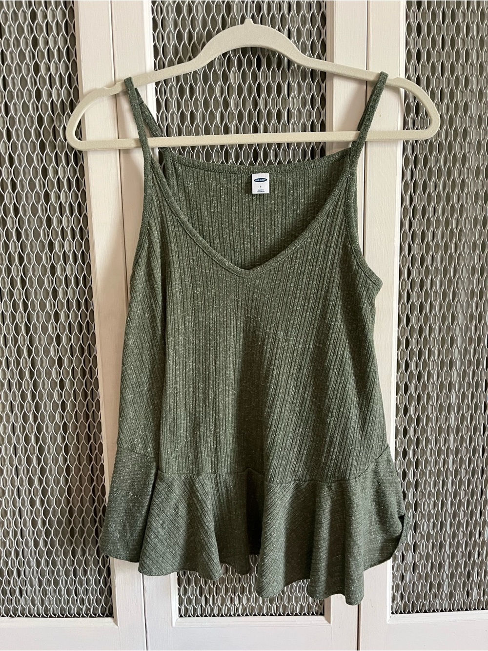 Old Navy Olive Ribbed Peplum Camisole